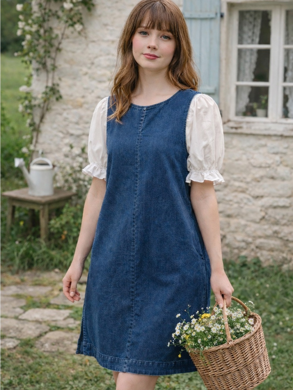 Liz Claiborne Denim Sleeveless Midi Jumper 90’S Minimalist Dress Size M - Picture 2 of 6